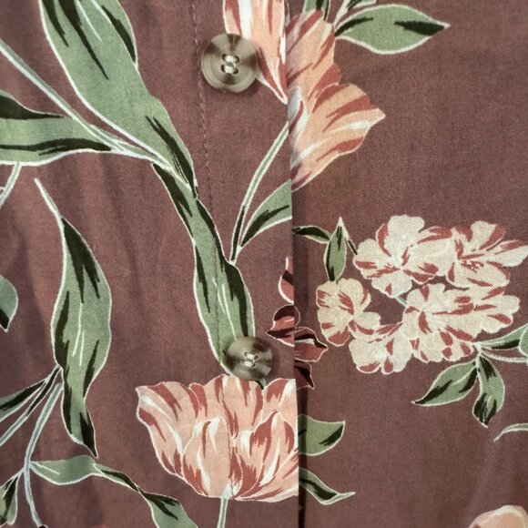 Mauve / Hawaiian AUW Retro Floral Midi Dress / Sundress - Sz L - Picture 5 of 7